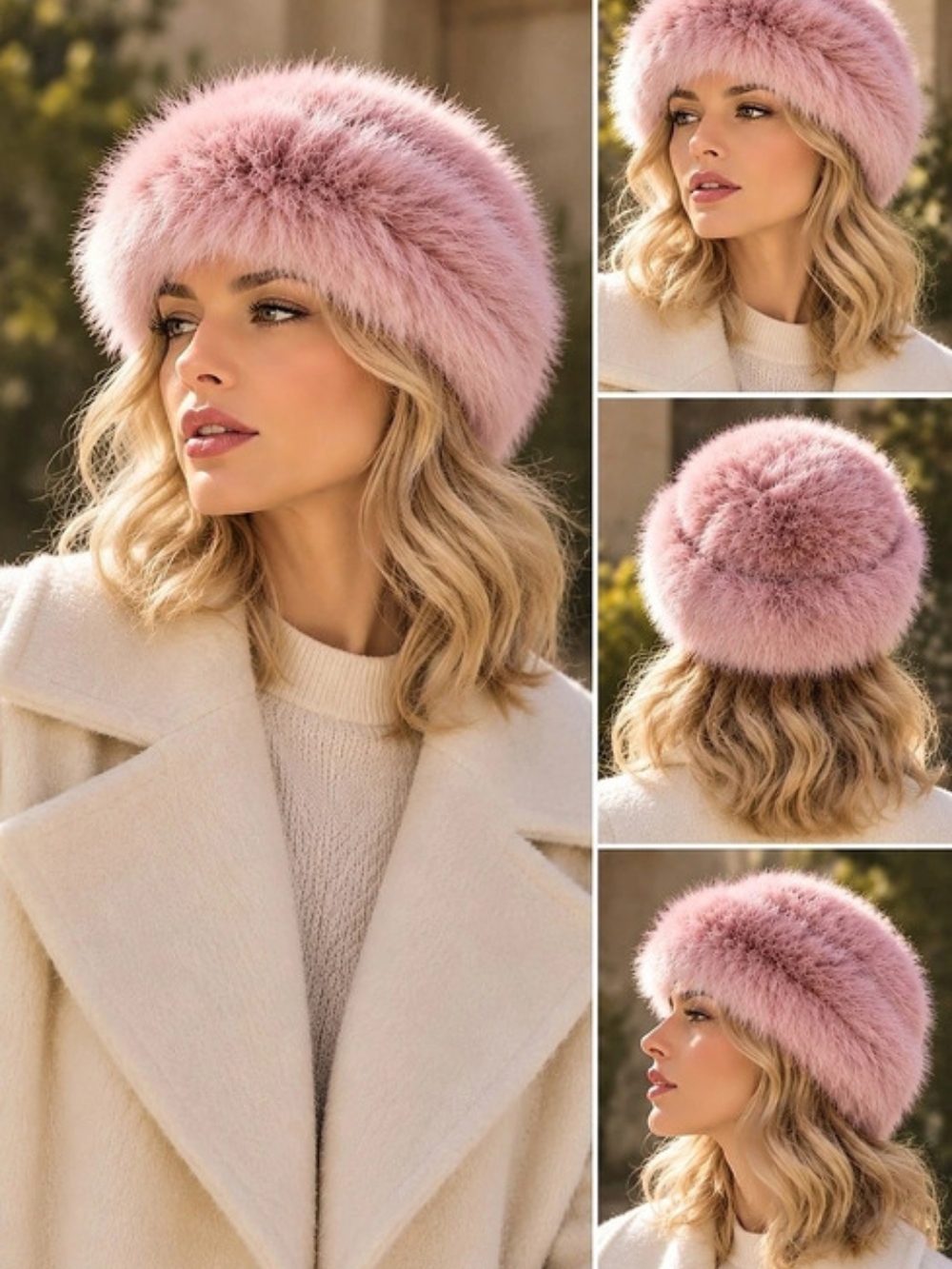 Pink Faux Fur Hat Like New